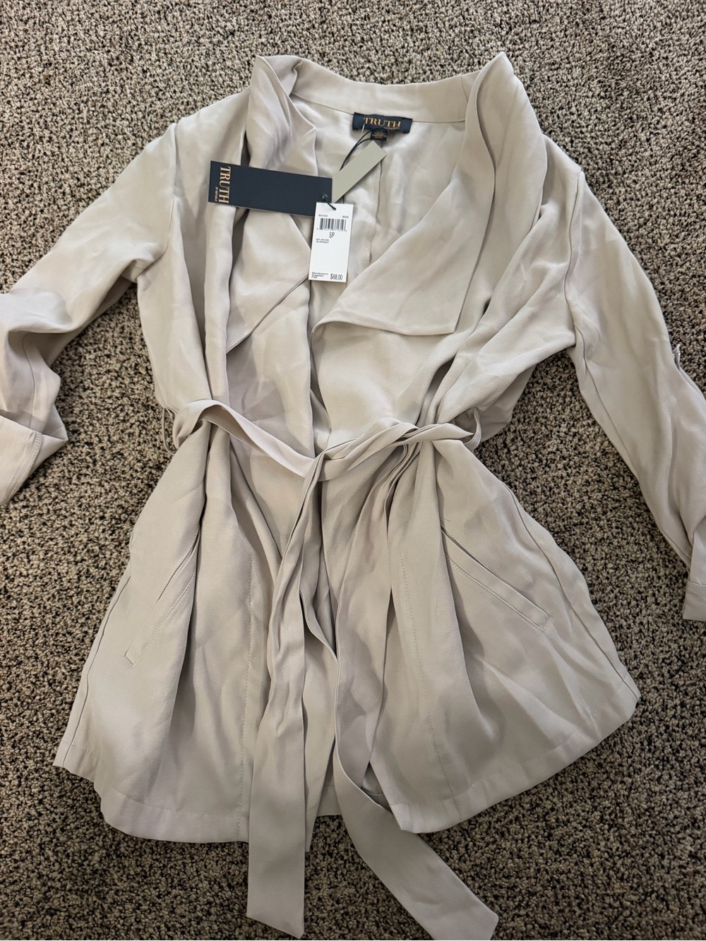 TRUTH by Republic Light Taupe Wrap Belted Trench Coat